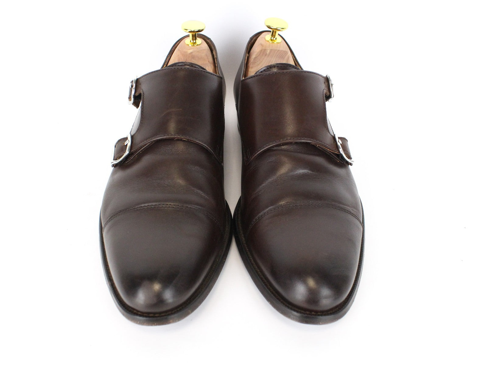 SUITSUPPLY Men's EU40.5 Brown Leather Double Buckle Smart Dress Shoes