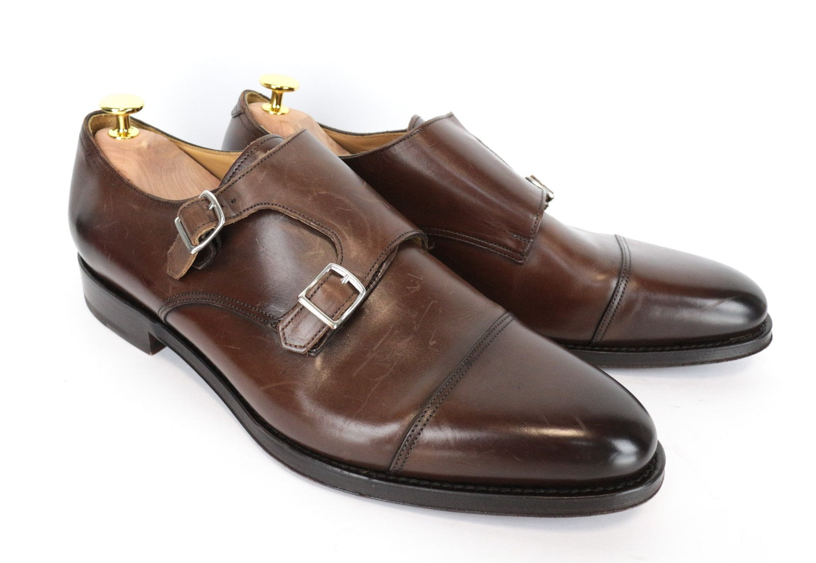 SUITSUPPLY Men's Shoes EU44 Brown Leather Buckle Low-Top Dressy Casual Pair