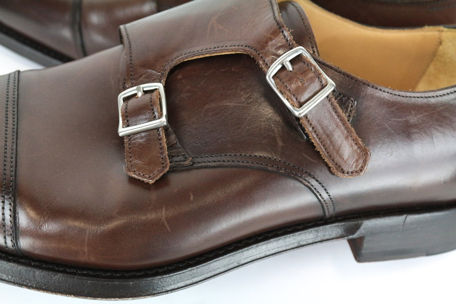 SUITSUPPLY Men's Shoes EU44 Brown Leather Buckle Low-Top Dressy Casual Pair