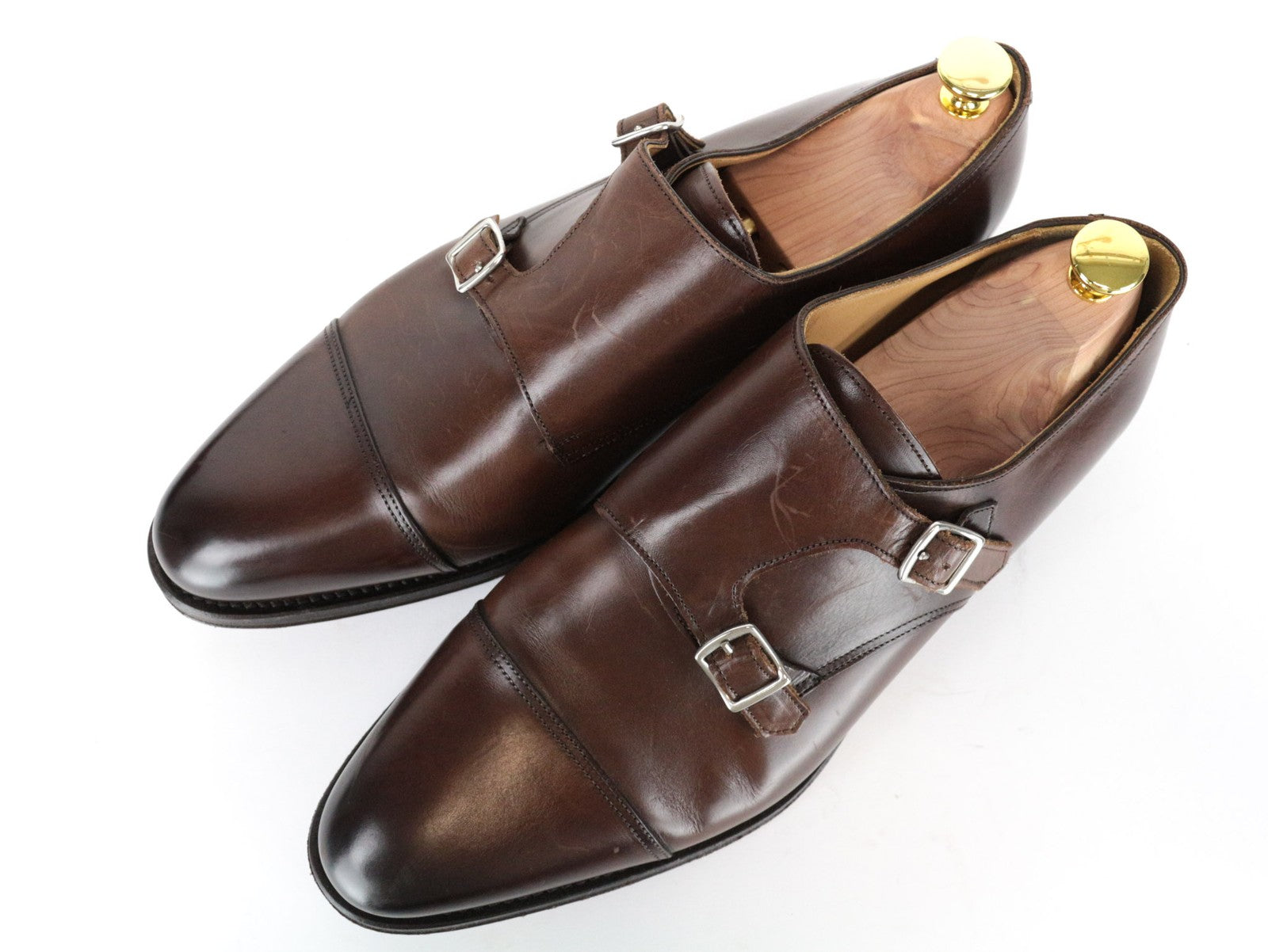 SUITSUPPLY Men's Shoes EU44 Brown Leather Buckle Low-Top Dressy Casual Pair