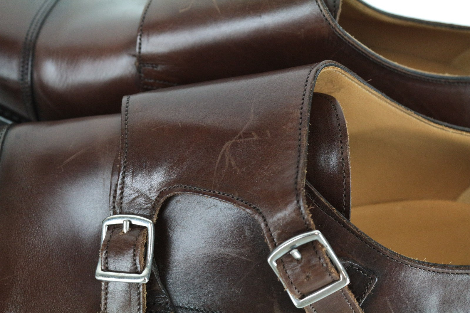 SUITSUPPLY Men's Shoes EU44 Brown Leather Buckle Low-Top Dressy Casual Pair