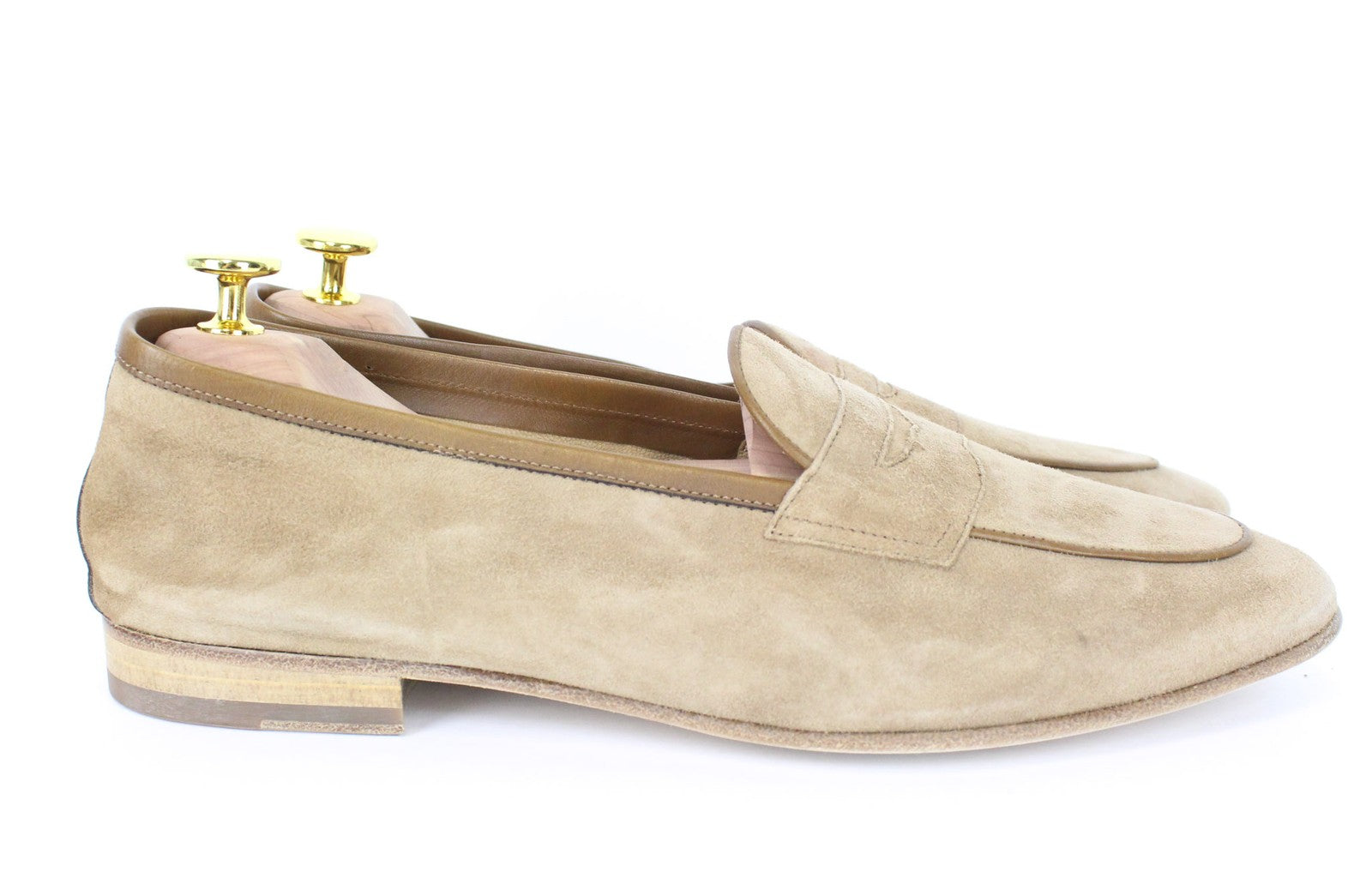 SUITSUPPLY vyriški mokasinai, EU44, šviesiai rudi, zomšiniai, užsegami, klasikiniai bateliai 