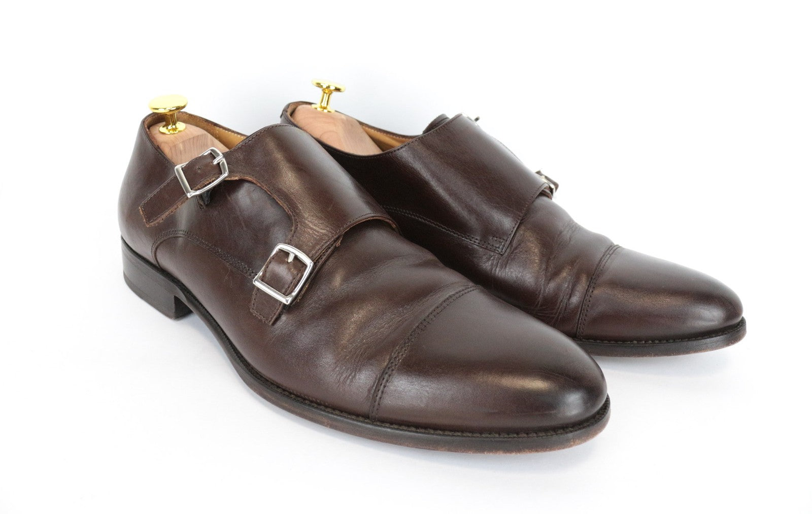 SUITSUPPLY Men's Shoes EU44 Brown Leather UK10 Formal Double Buckle Loafers