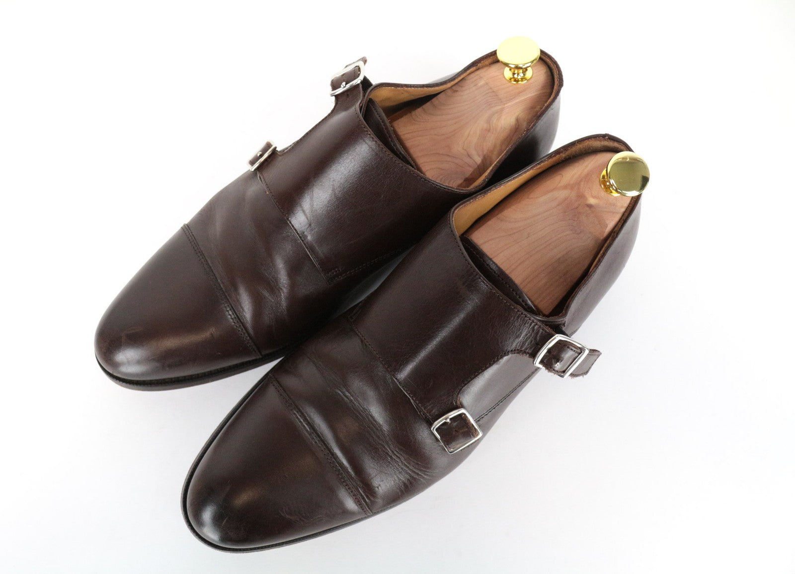 SUITSUPPLY Men's Shoes EU44 Brown Leather UK10 Formal Double Buckle Loafers