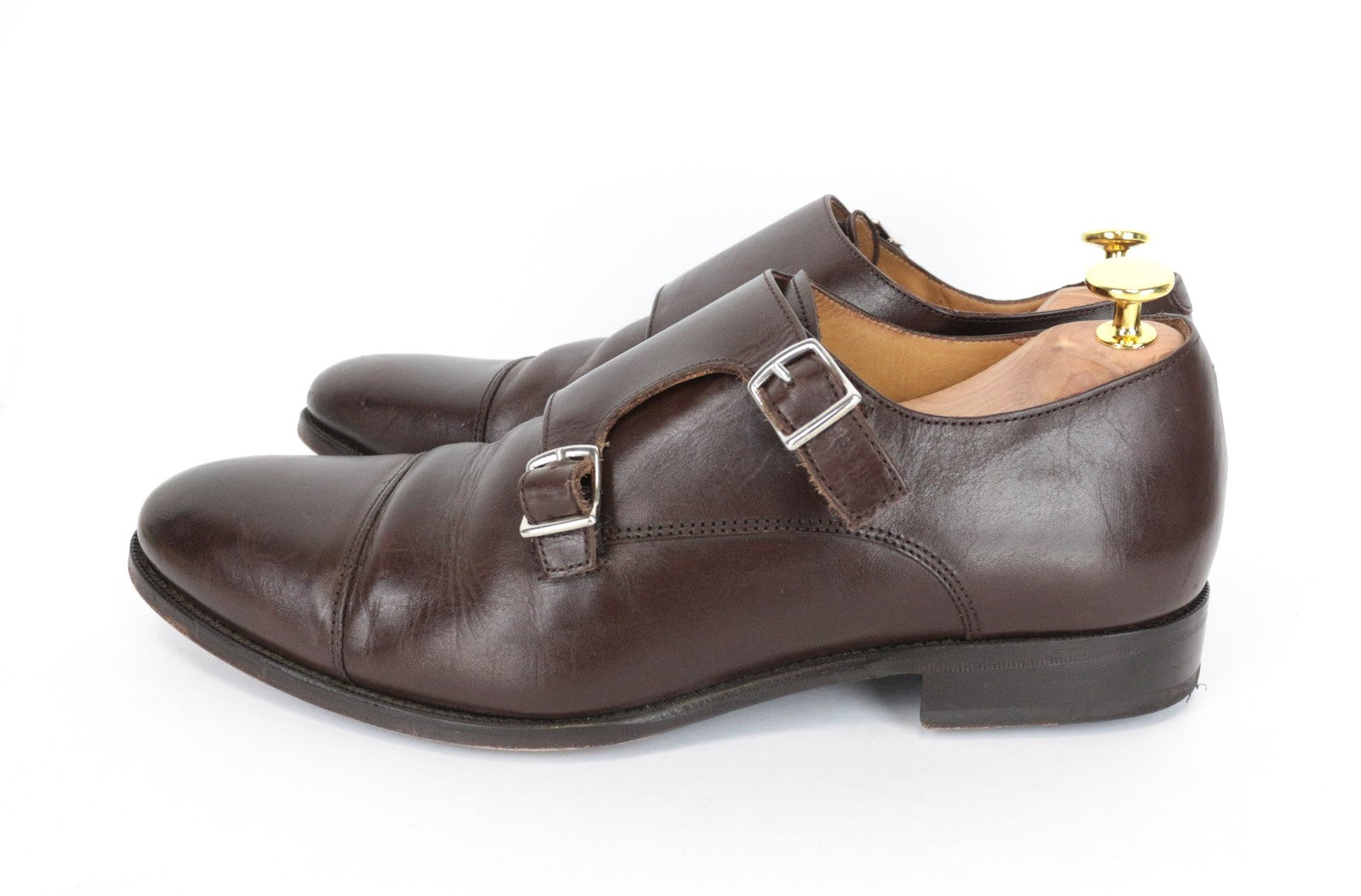 SUITSUPPLY Men's Shoes EU44 Brown Leather UK10 Formal Double Buckle Loafers