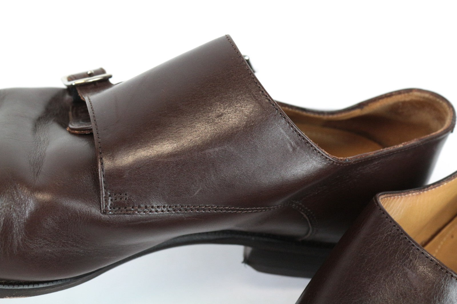 SUITSUPPLY Men's Shoes EU44 Brown Leather UK10 Formal Double Buckle Loafers