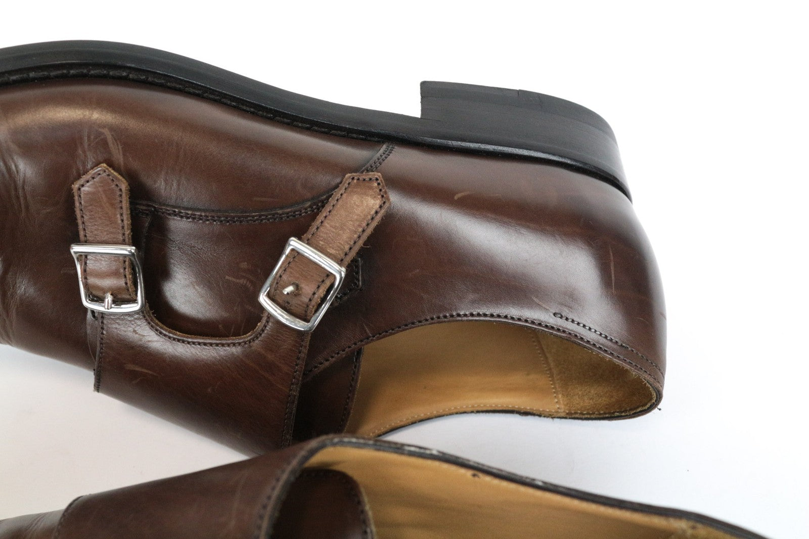 SUITSUPPLY Men's Shoes EU43 Brown Leather Double Buckle Dressy Formal Style