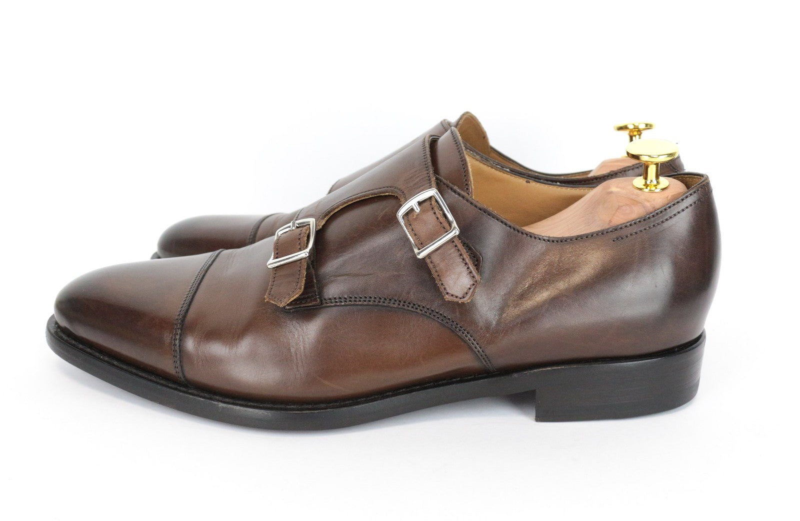 SUITSUPPLY Men's Shoes EU43 Brown Leather Double Buckle Dressy Formal Style