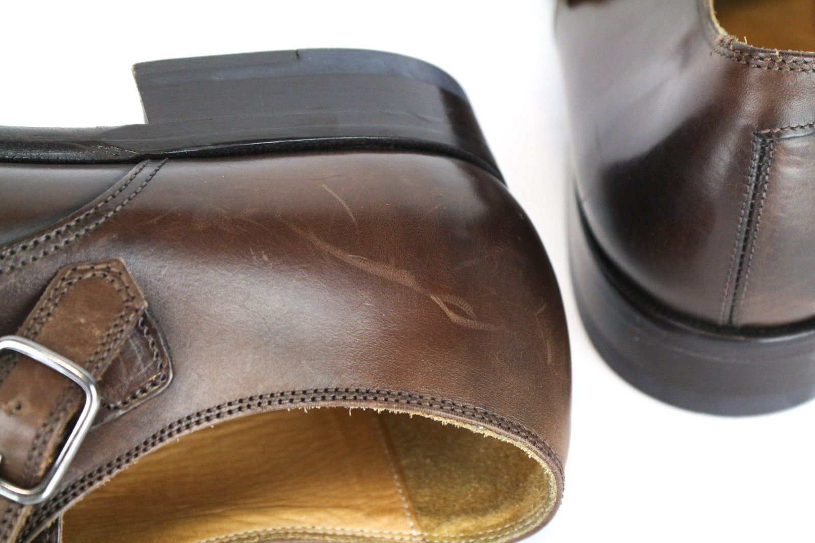 SUITSUPPLY vyriški batai, EU40.5, rudi, odiniai, su dviem sagtimis, oficialūs, klasikiniai 