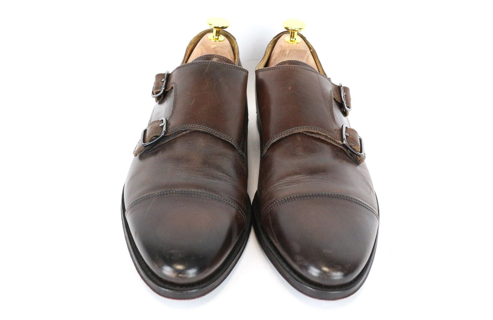 SUITSUPPLY vyriški batai, EU40.5, rudi, odiniai, su dviem sagtimis, oficialūs, klasikiniai 