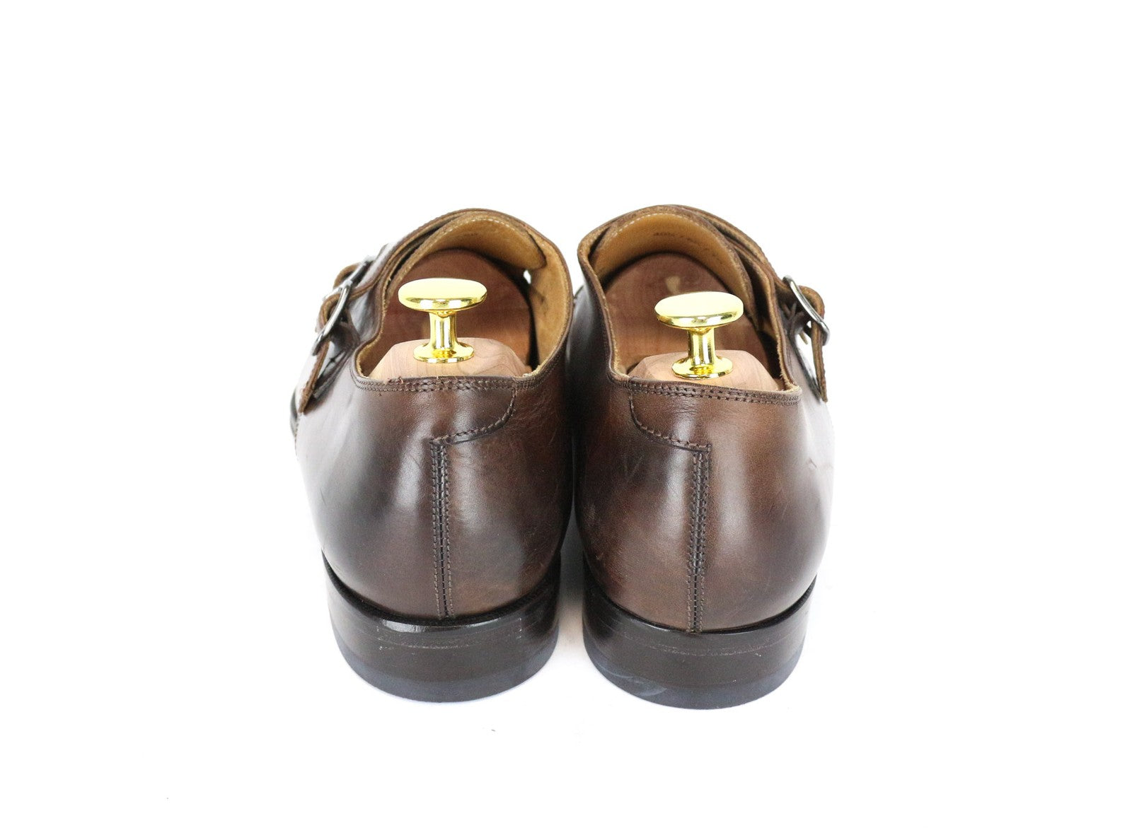 SUITSUPPLY vyriški batai, EU40.5, rudi, odiniai, su dviem sagtimis, oficialūs, klasikiniai 