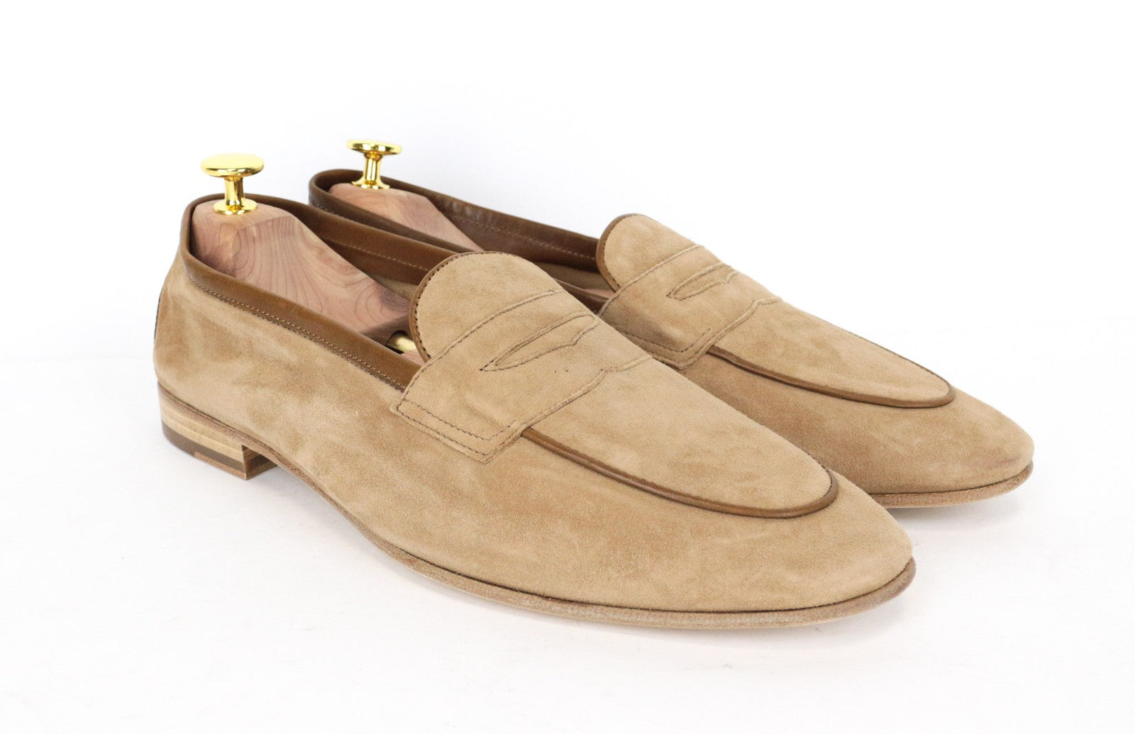 SUITSUPPLY vyriški batai EU43 rudi užsegami zomšos žemi bateliai klasikinio stiliaus 