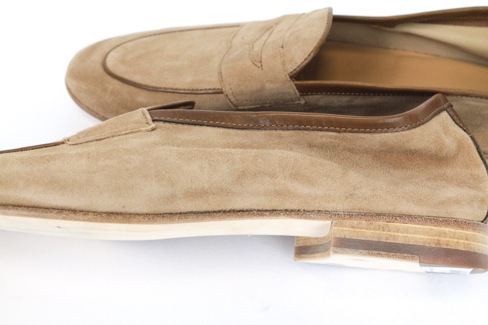 SUITSUPPLY vyriški batai EU43 rudi užsegami zomšos žemi bateliai klasikinio stiliaus 