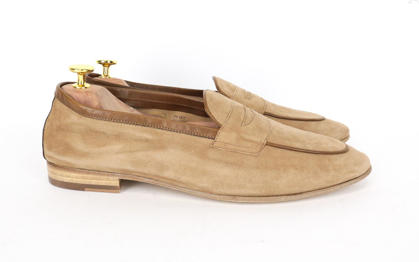 SUITSUPPLY vyriški batai EU43 rudi užsegami zomšos žemi bateliai klasikinio stiliaus 