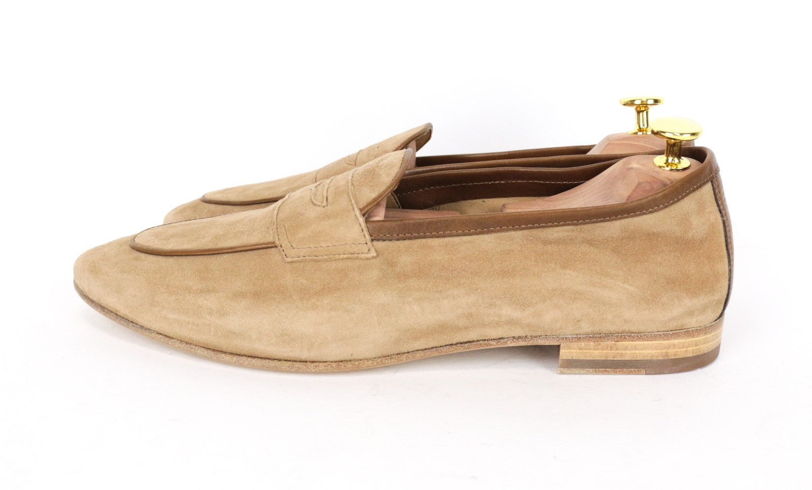 SUITSUPPLY vyriški batai EU43 rudi užsegami zomšos žemi bateliai klasikinio stiliaus 