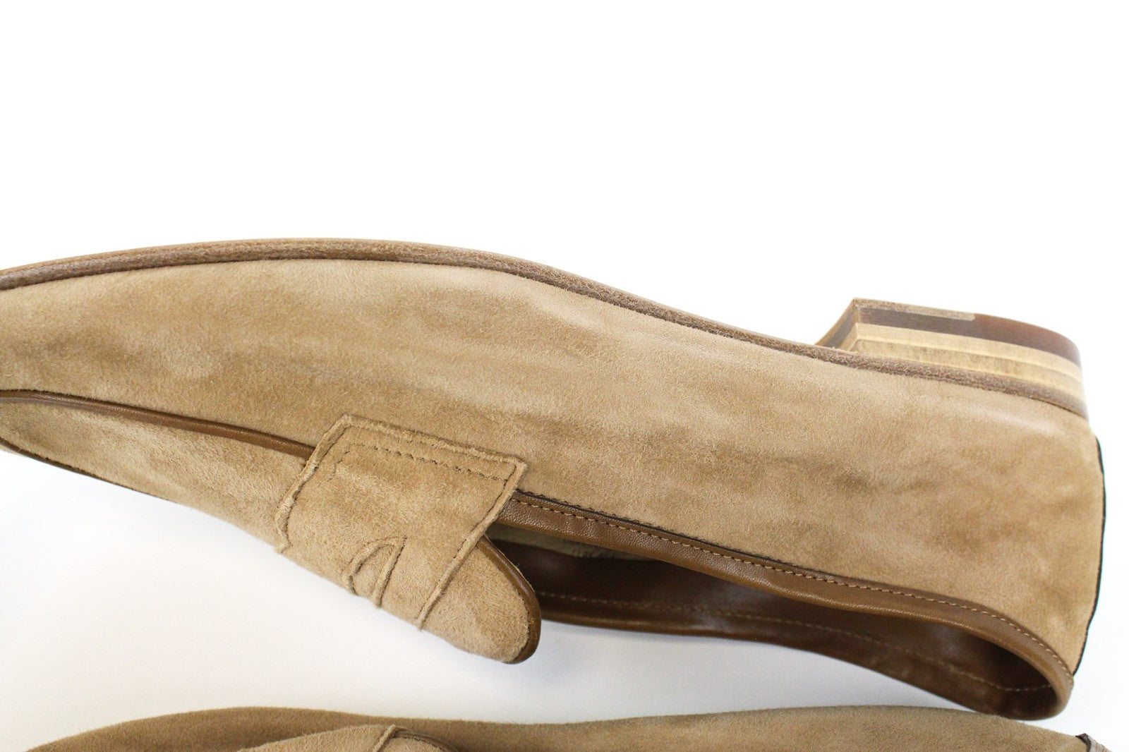 SUITSUPPLY Men's Shoes EU43 Camel Brown Suede Slip-On Classic Loafers