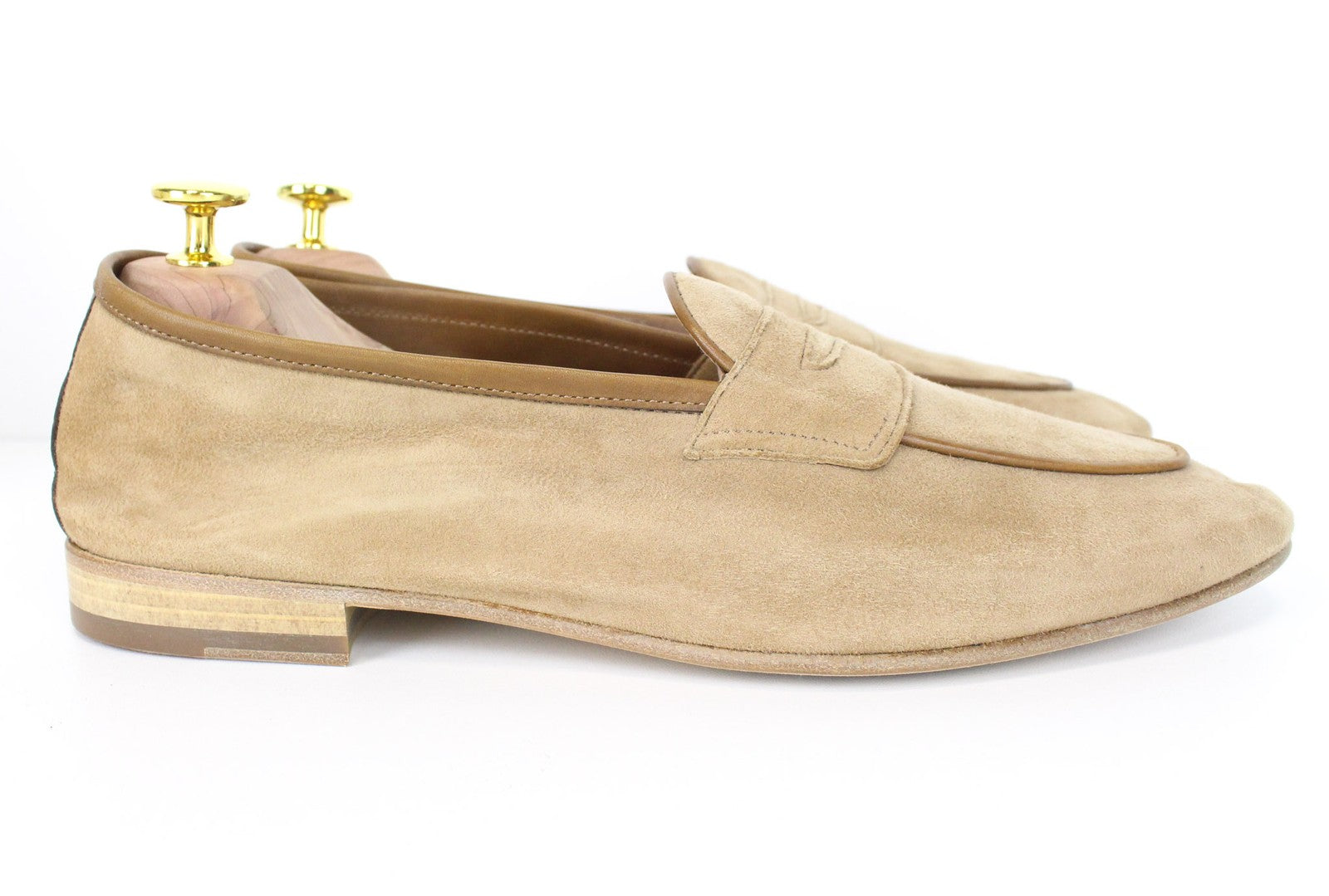 SUITSUPPLY Men's Moccasins EU43/UK9 Beige Suede Calf Leather Formal Loafers