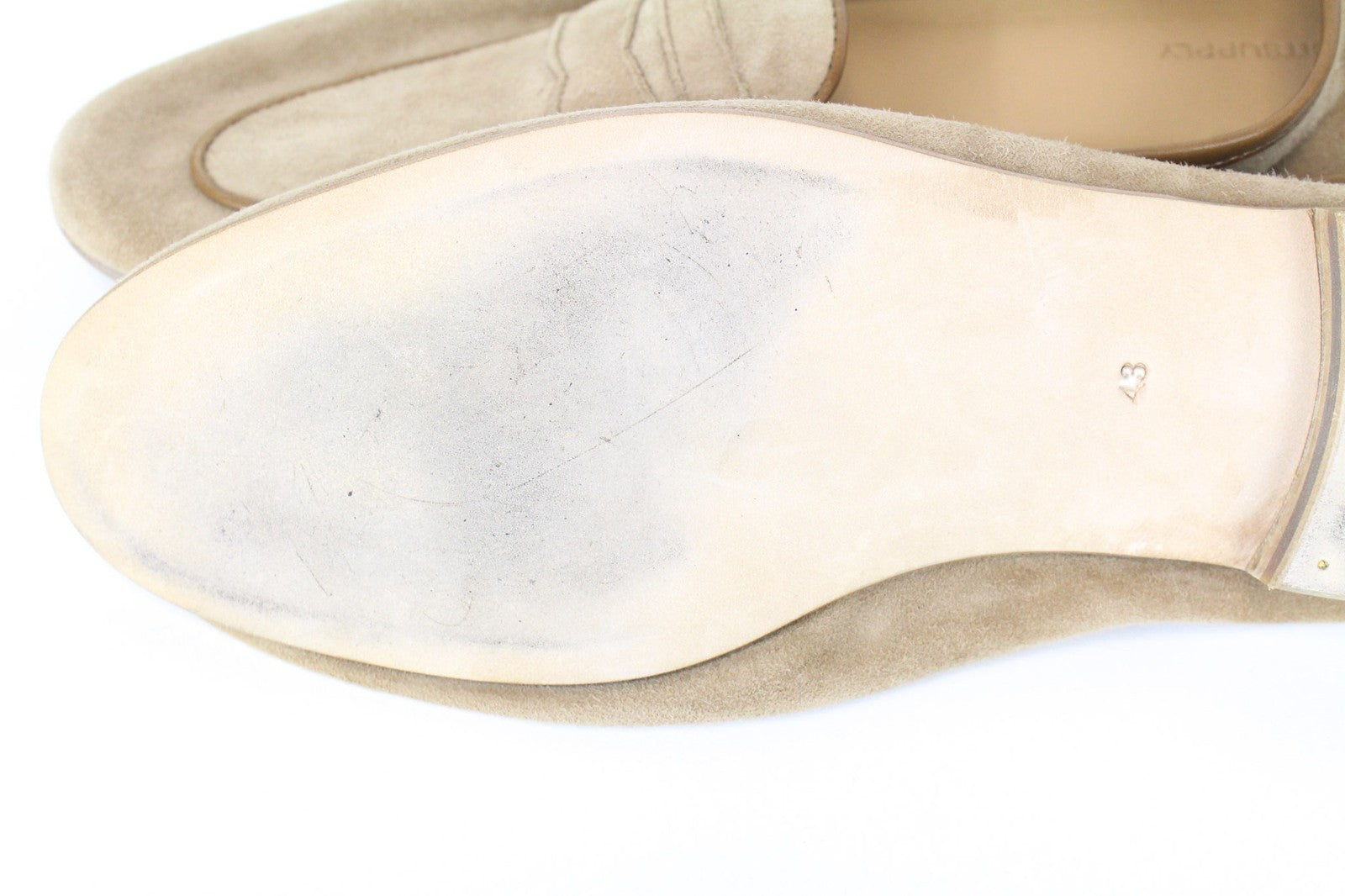 SUITSUPPLY Men's Moccasins EU43/UK9 Beige Suede Calf Leather Formal Loafers