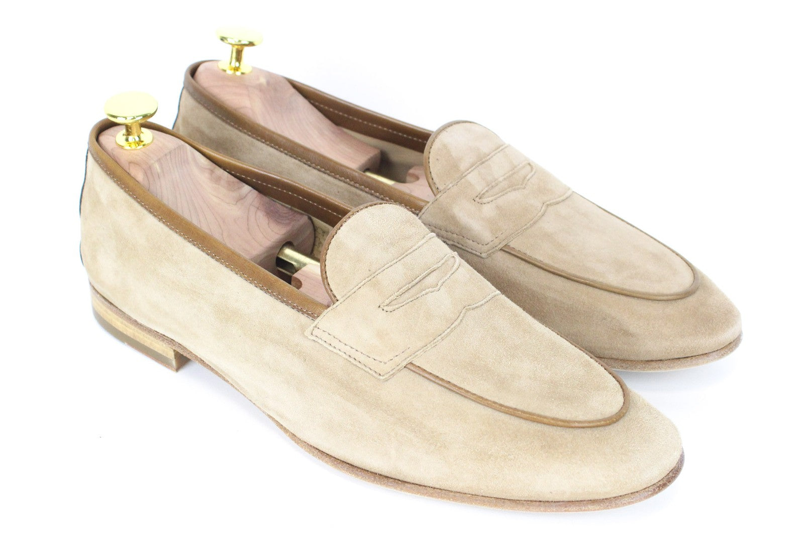 SUITSUPPLY vyriški batai, EU41, šviesiai rudi zomšiniai užsegami mokasinai 