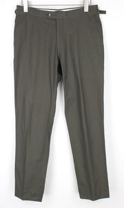 SUITSUPPLY Soho Men's Trousers UK38S Green Cotton Pleated Smart Casual