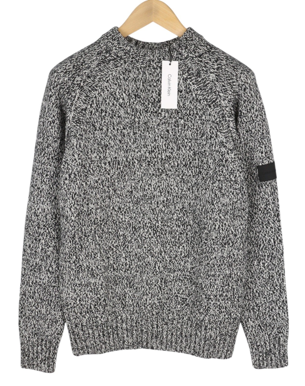 CALVIN KLEIN 2 spalvų vilnos mišinio Cn vyriškas megztinis S apvalios kaklo formos tamprus megztinis 