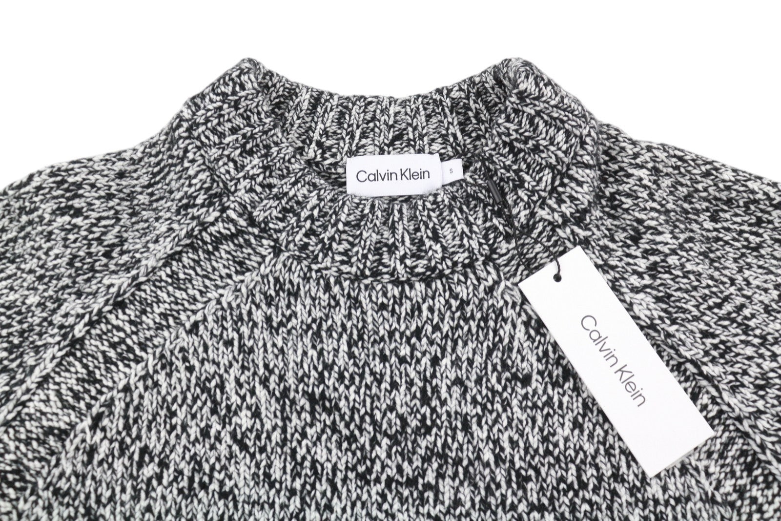 CALVIN KLEIN 2 spalvų vilnos mišinio Cn vyriškas megztinis S apvalios kaklo formos tamprus megztinis 
