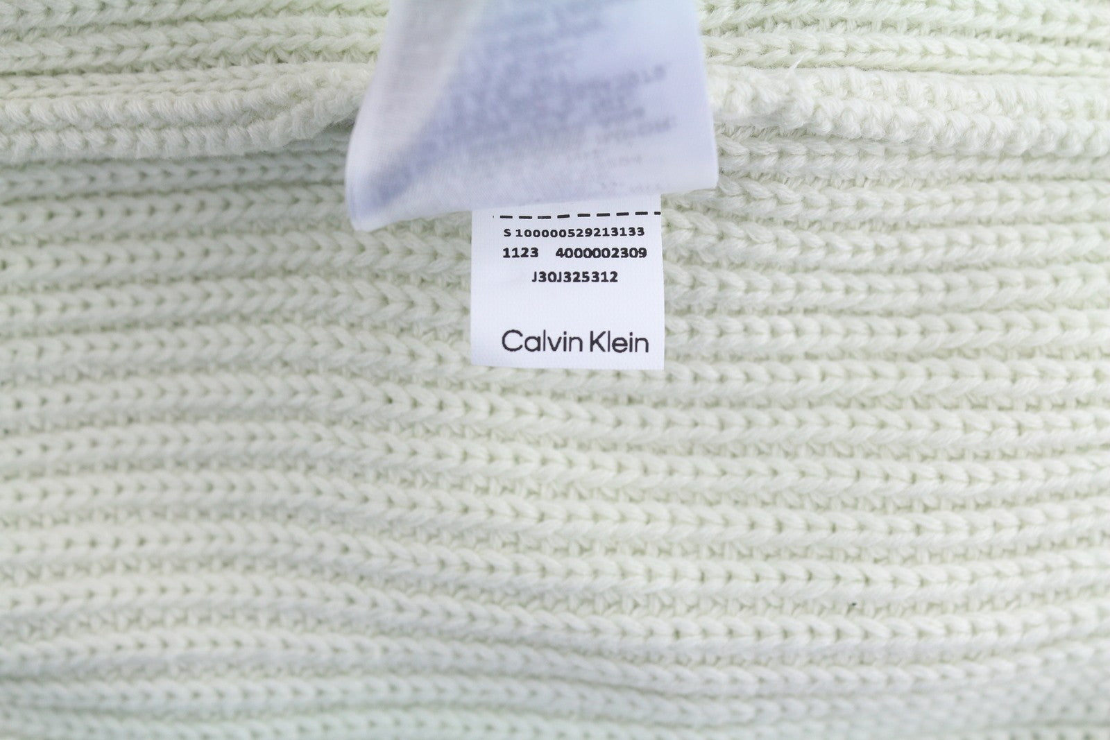 CALVIN KLEIN Stitch Blocking vyriškas megztinis L dydžio, su baltu dryžuotu megztiniu užsegimu. 