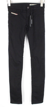 DIESEL Livier R608A moteriški džinsai W25 juodos medvilnės Jegging itin ploni 