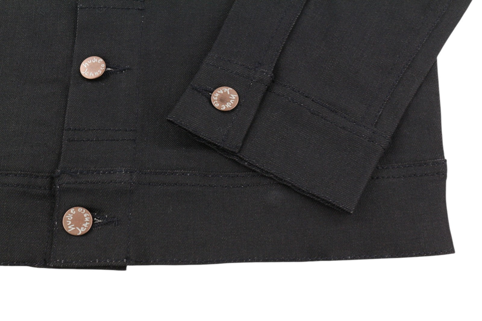 NUDIE JEANS Conny Stretch vyriška striukė XS, juoda, dengta sagomis, džinsinė unisex 