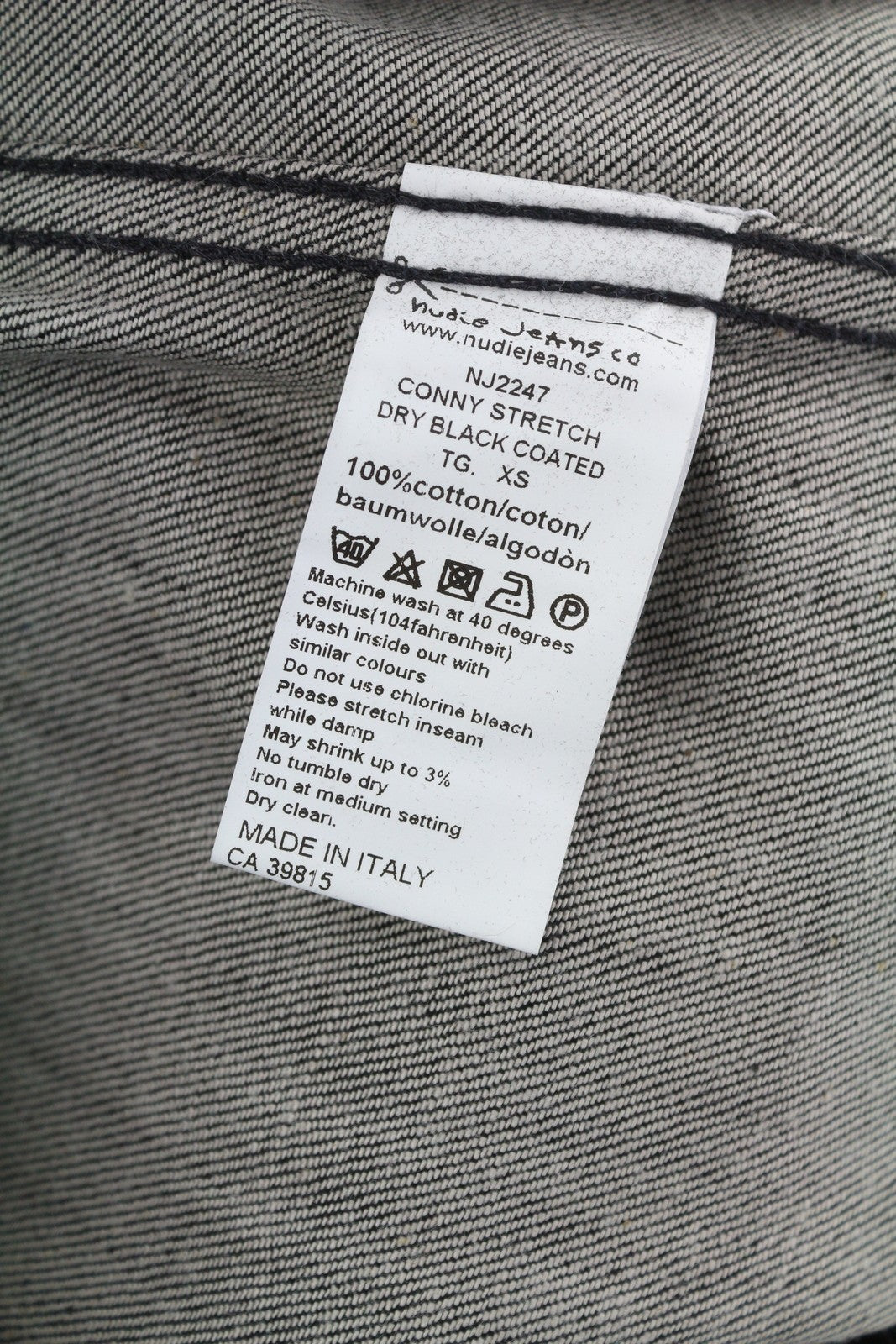 NUDIE JEANS Conny Stretch vyriška striukė XS, juoda, dengta sagomis, džinsinė unisex 