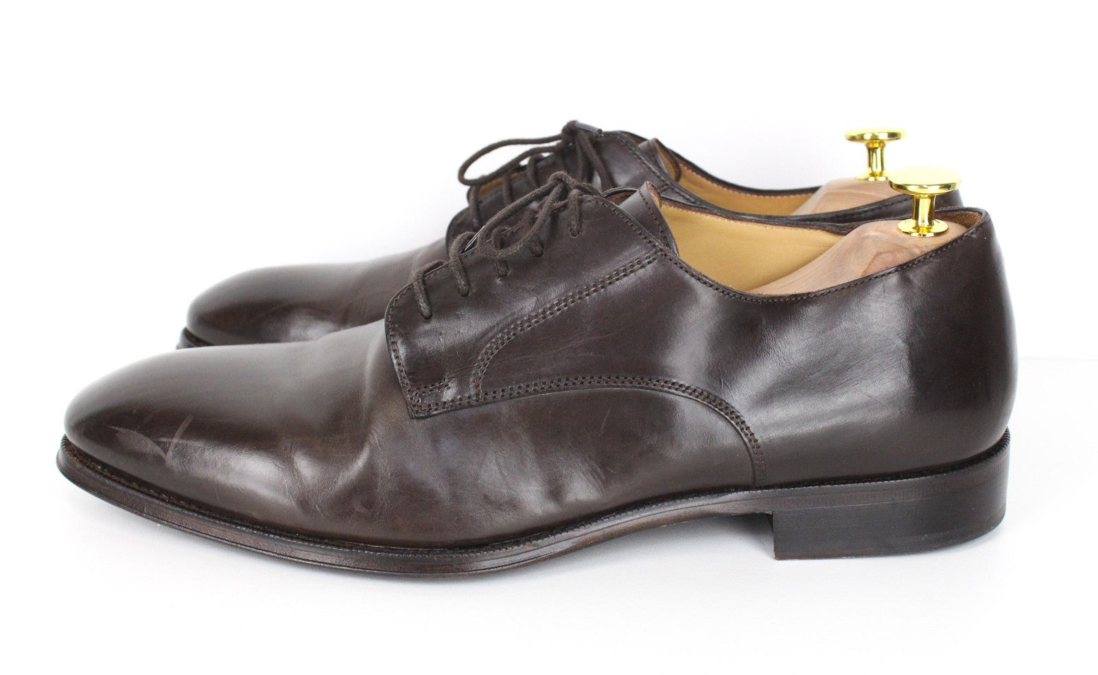 SUITSUPPLY Men's Shoes EU43 Brown Leather Formal Laced Classic Low-Top