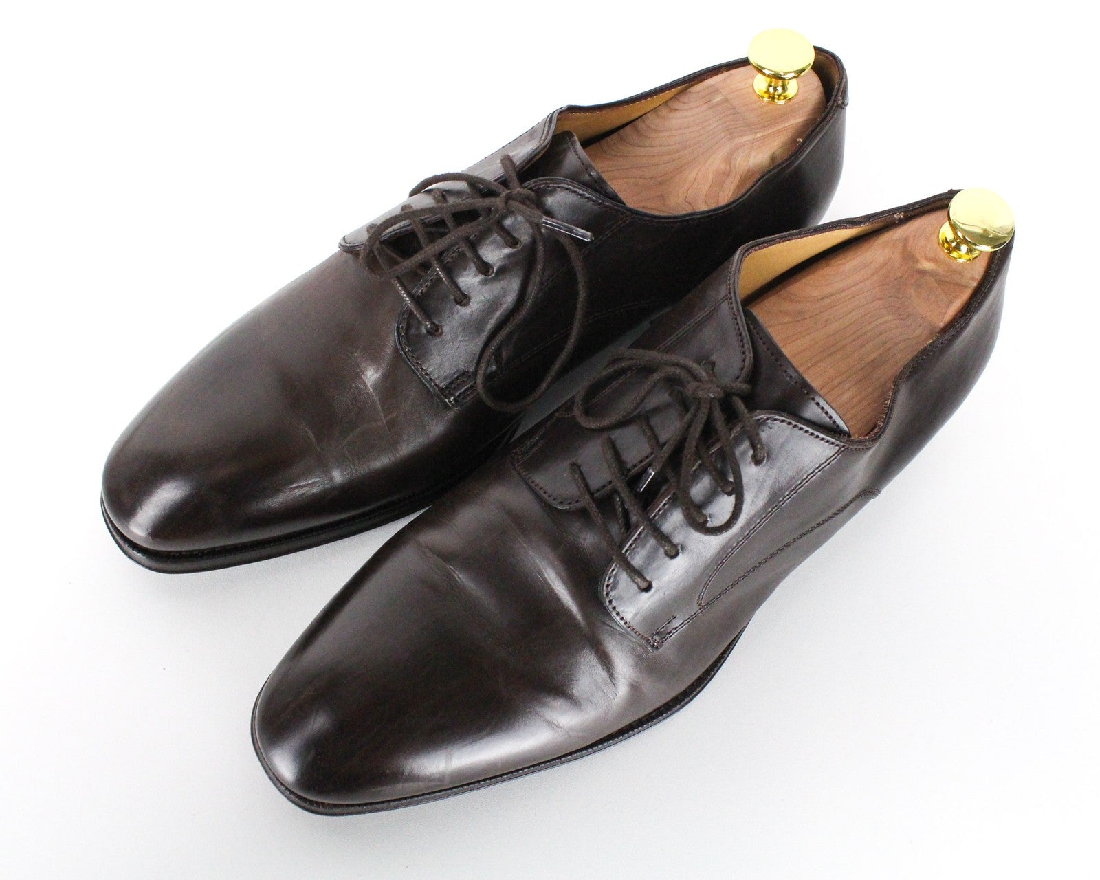 SUITSUPPLY Men's Shoes EU43 Brown Leather Formal Laced Classic Low-Top