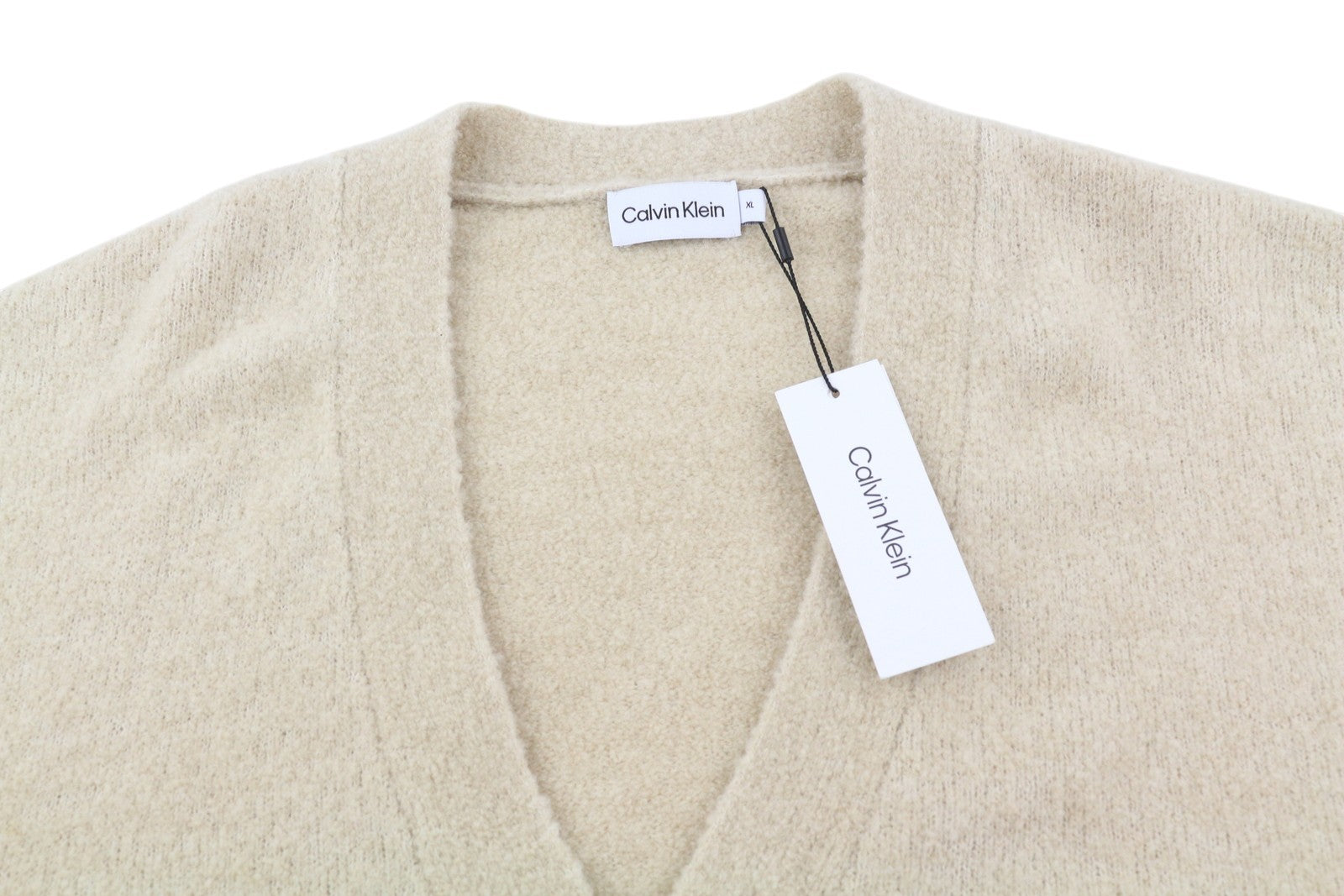 CALVIN KLEIN vilnos mišinio „Boucle“ vyriškas megztinis XL dydžio vilnos mišinio megztinis su gobtuvu, rekomenduojama kaina – 199 € 