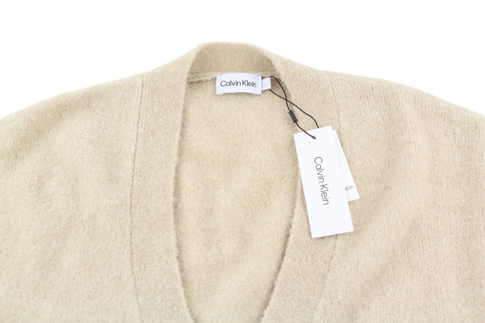 CALVIN KLEIN vilnos mišinio buklė vyriškas megztinis L dydžio vilnos mišinio megztinis su gobtuvu, rekomenduojama kaina – 199 € 