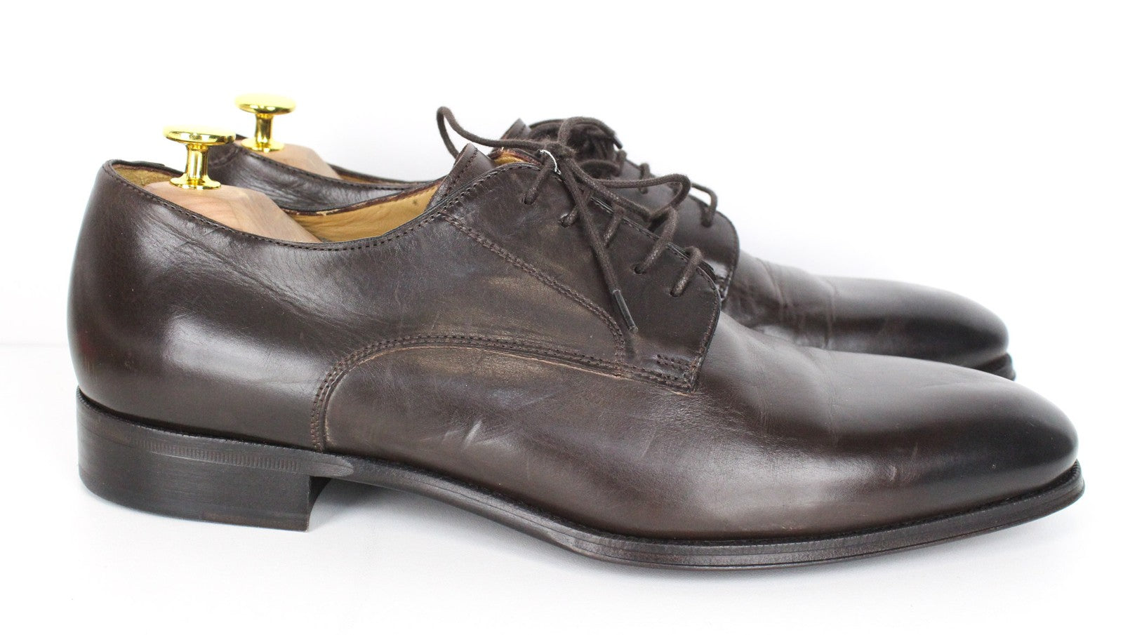 SUITSUPPLY Men's Shoes EU44.5 Brown Leather Laced Formal Low-Top Classic