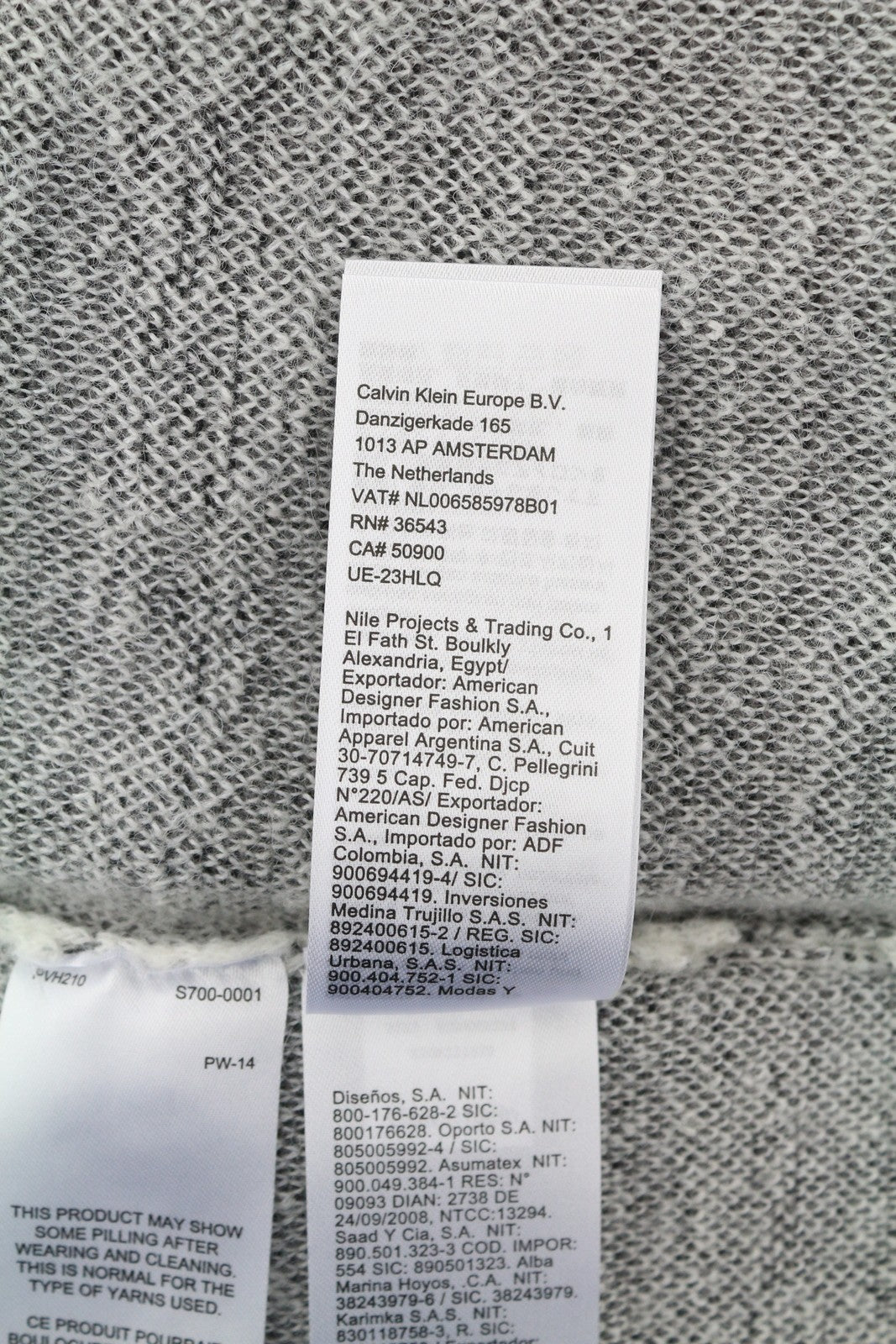 CALVIN KLEIN Abstract Jacquard vyriškas megztinis L dydžio pilkas vilnos ir alpakų mišinio megztinis 