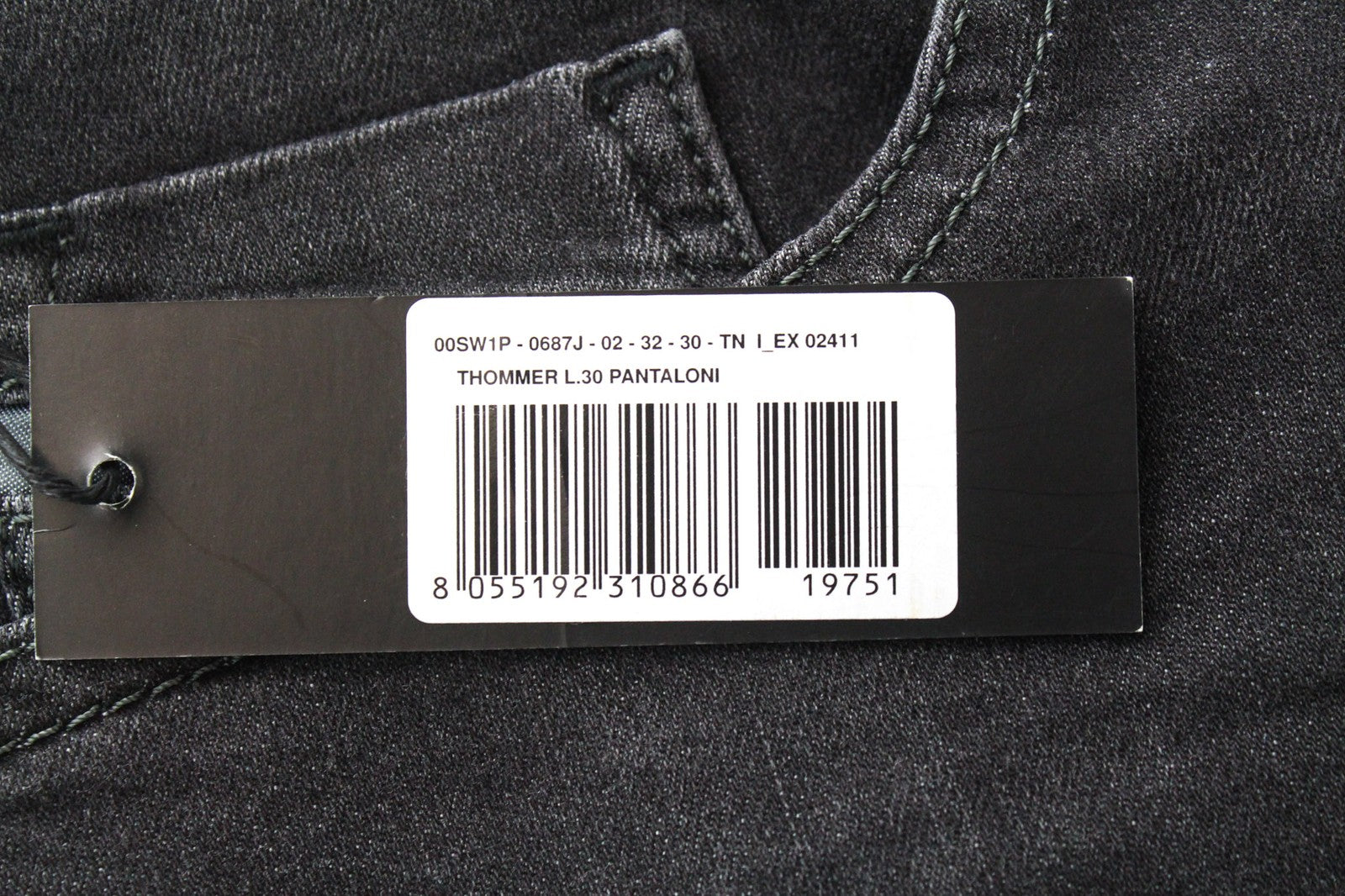 DIESEL Thommer 0687J vyriški džinsai W32/L30 Slim Skinny pilki medvilniniai skalbti džinsai 