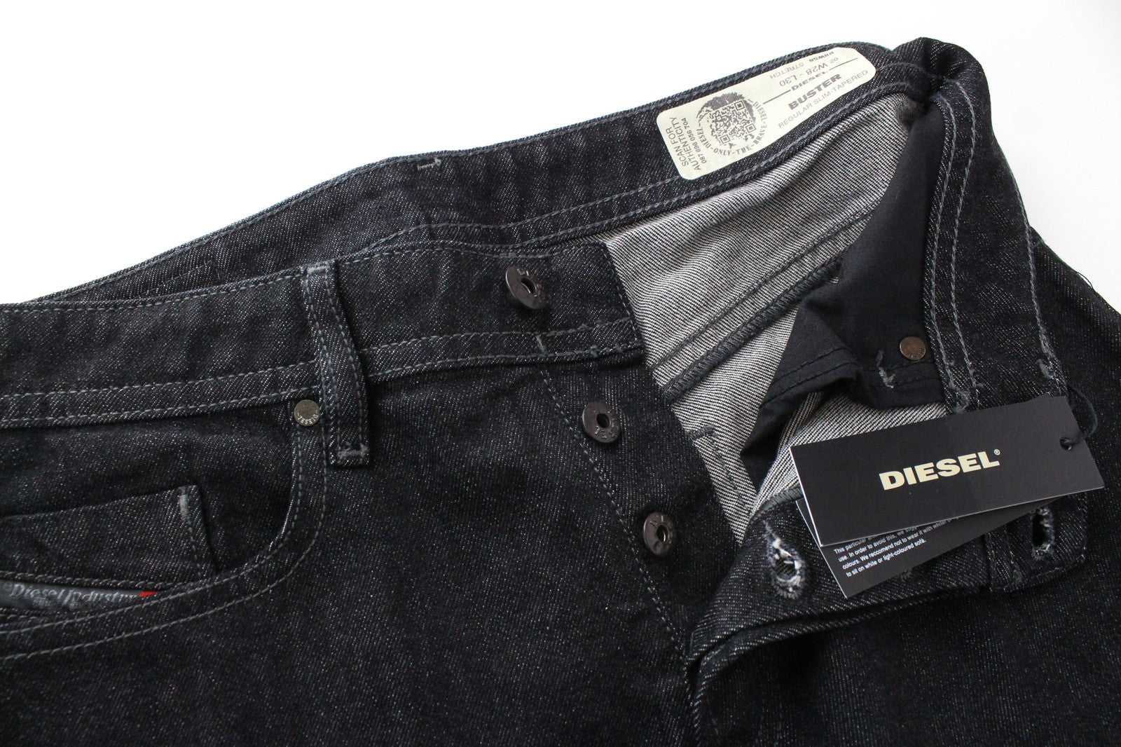 DIESEL Buster R8W58 vyriški džinsai W28/L30 pilki, ploni, siaurėjantys, tamprūs. 