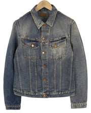 NUDIE JEANS Billy Men Jacket M Shimmering Indigo Faded Ripped Distress Blue