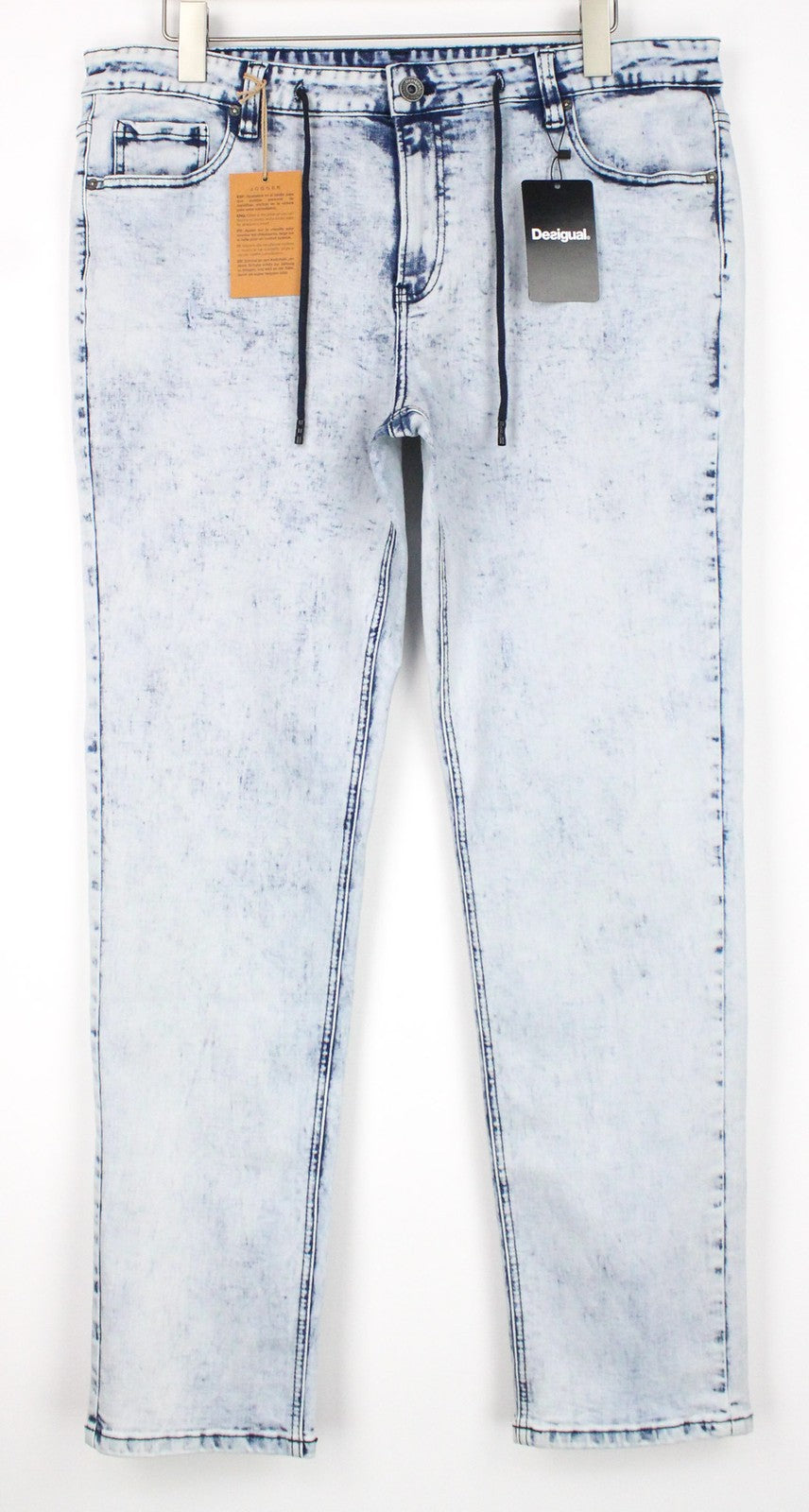 DESIGUAL Ares Men's Jeans EU34 Faded Blue Cotton Jogger Stretch Fit