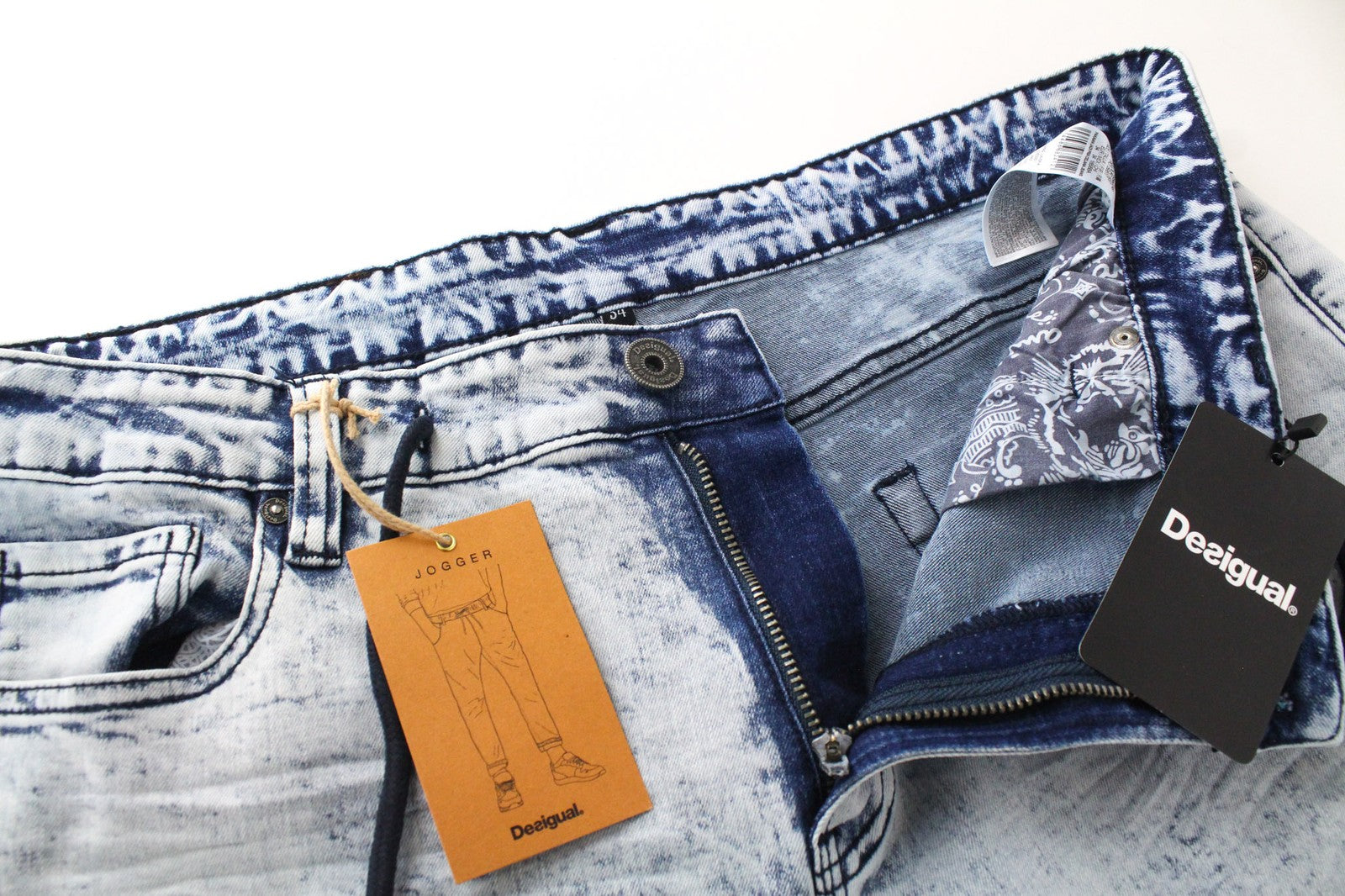 DESIGUAL Ares Men's Jeans EU34 Faded Blue Cotton Jogger Stretch Fit