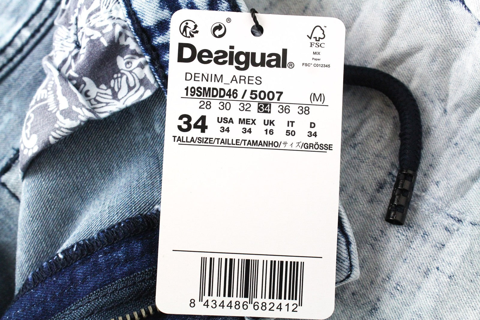 DESIGUAL Ares Men's Jeans EU34 Faded Blue Cotton Jogger Stretch Fit