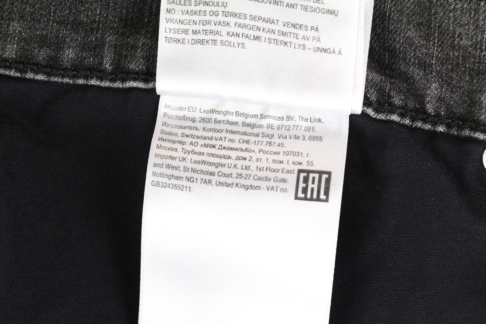 LEE Rider vyriški džinsai W38/L32 Slim Fit, išblukintos pilkos medvilnės tamprės su 5 kišenėmis 