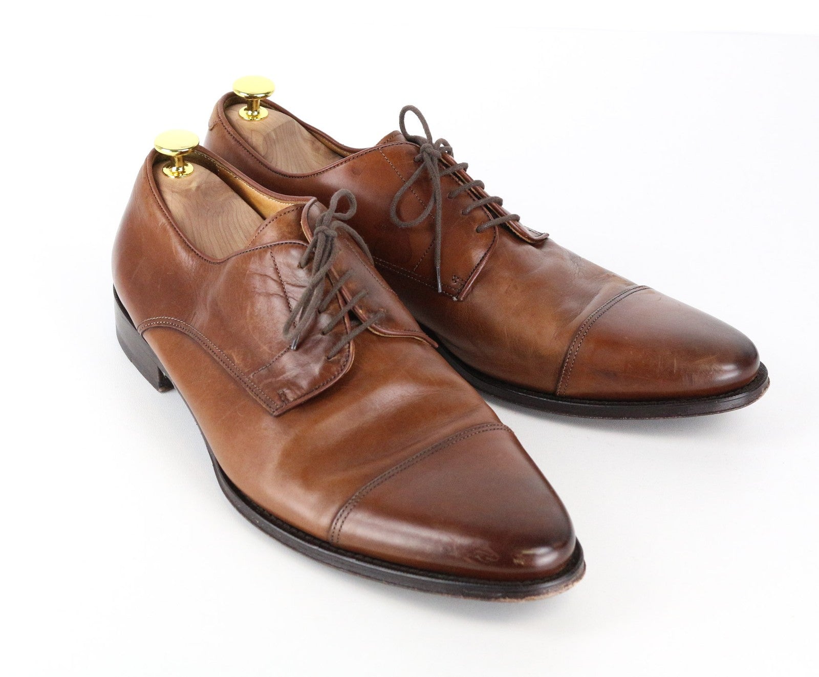 SUITSUPPLY Men's EU45 Brown Formal Shoes Leather Laced Classic Low-Top Design