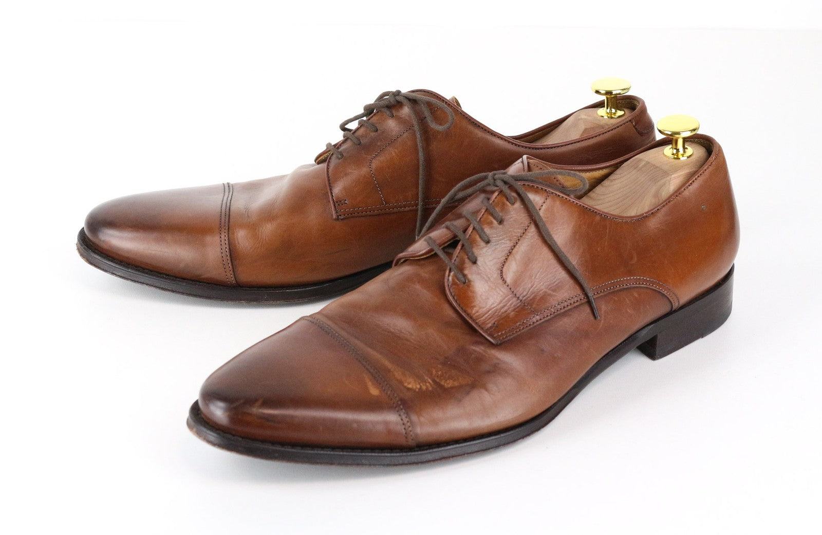 SUITSUPPLY Men's EU45 Brown Formal Shoes Leather Laced Classic Low-Top Design