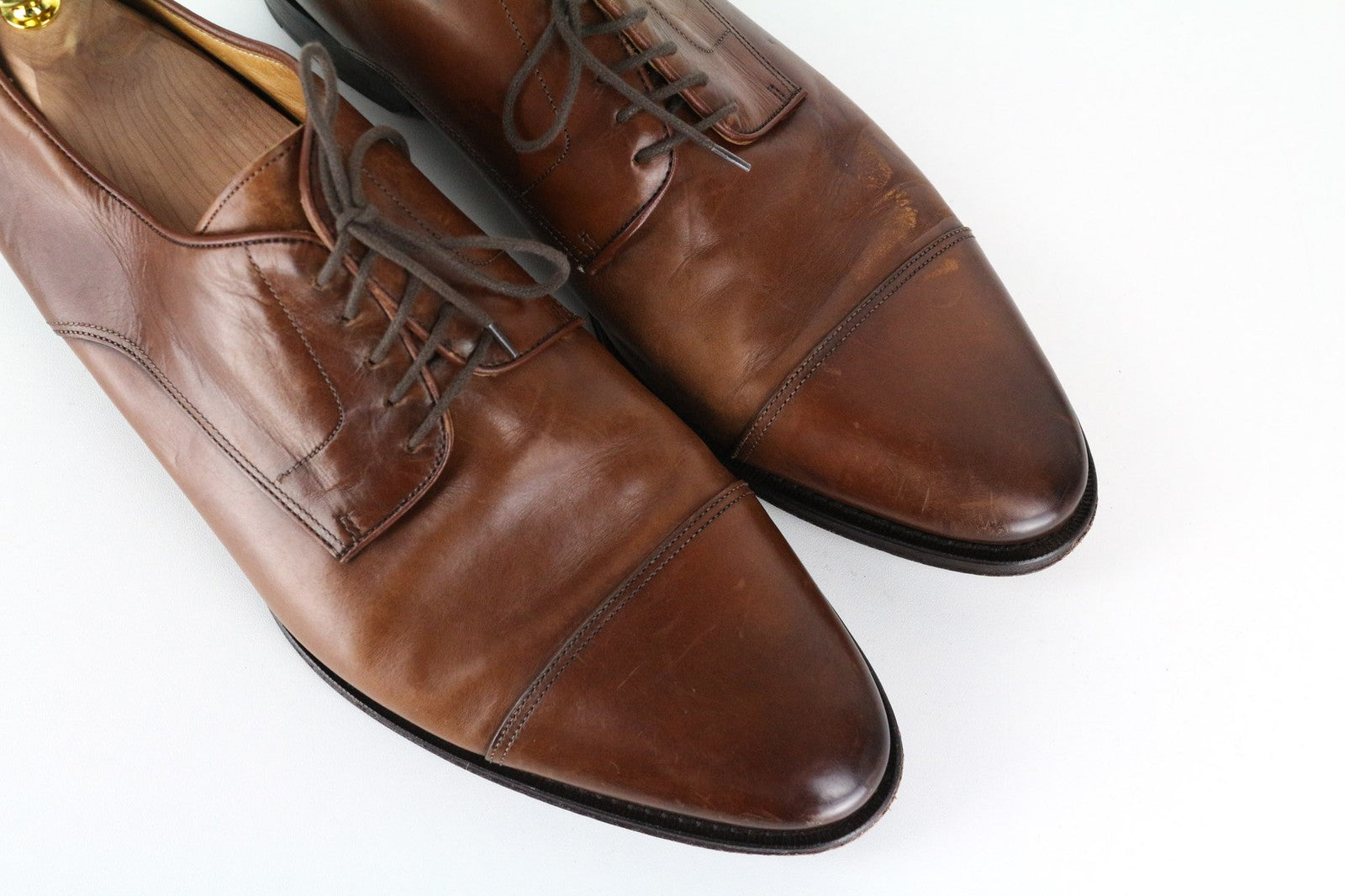 SUITSUPPLY Men's EU45 Brown Formal Shoes Leather Laced Classic Low-Top Design