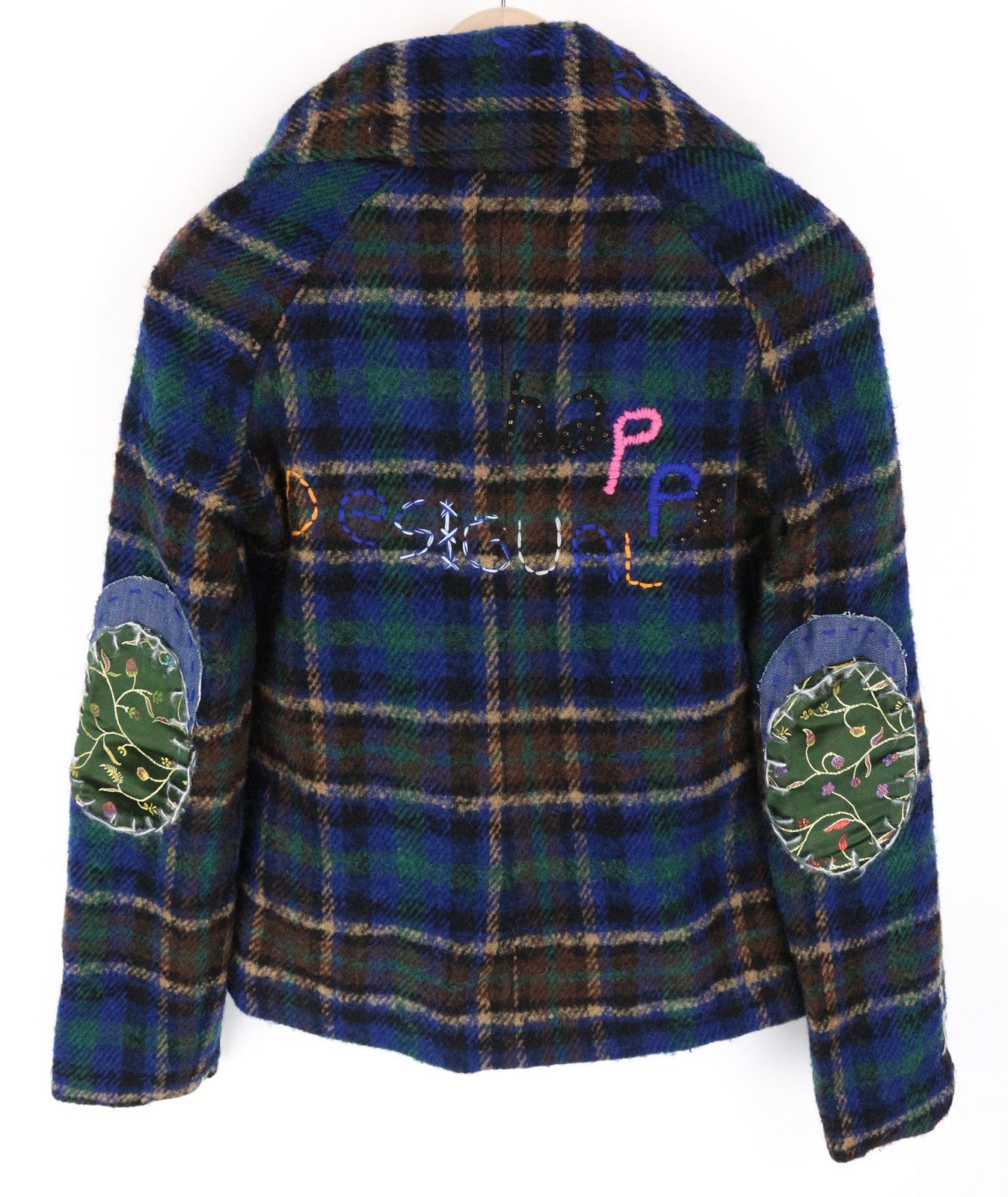 DESIGUAL moteriškas 40 dydžio mėlynas languotas ilgomis rankovėmis vilnos mišinio vienaeilis švarkas 