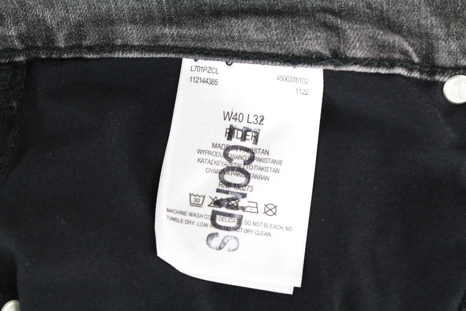 LEE Rider vyriški W40/L32 pilki ploni džinsai su 5 kišenėmis, skalbtos tamprios medvilnės audinys 