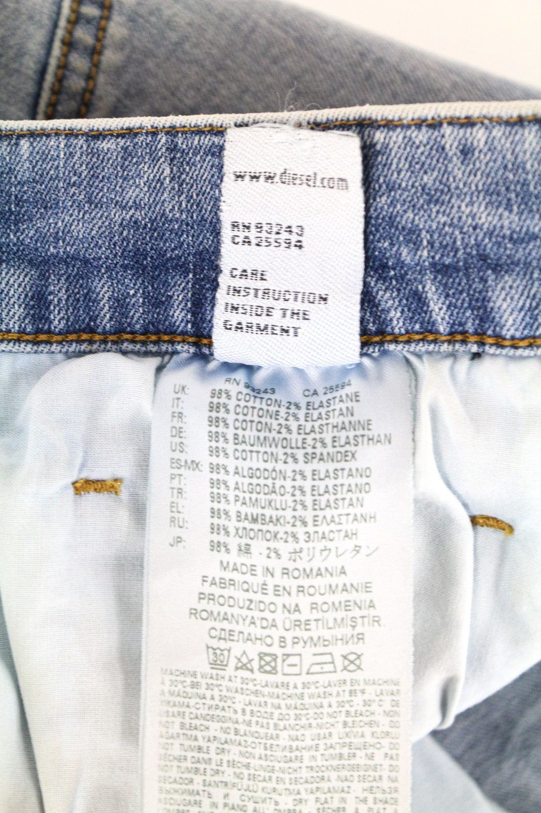 DIESEL D-Eetar 087AV vyriški džinsai W28/L32 morkų smailėjančio kirpimo, mėlyni, tamprūs džinsai 