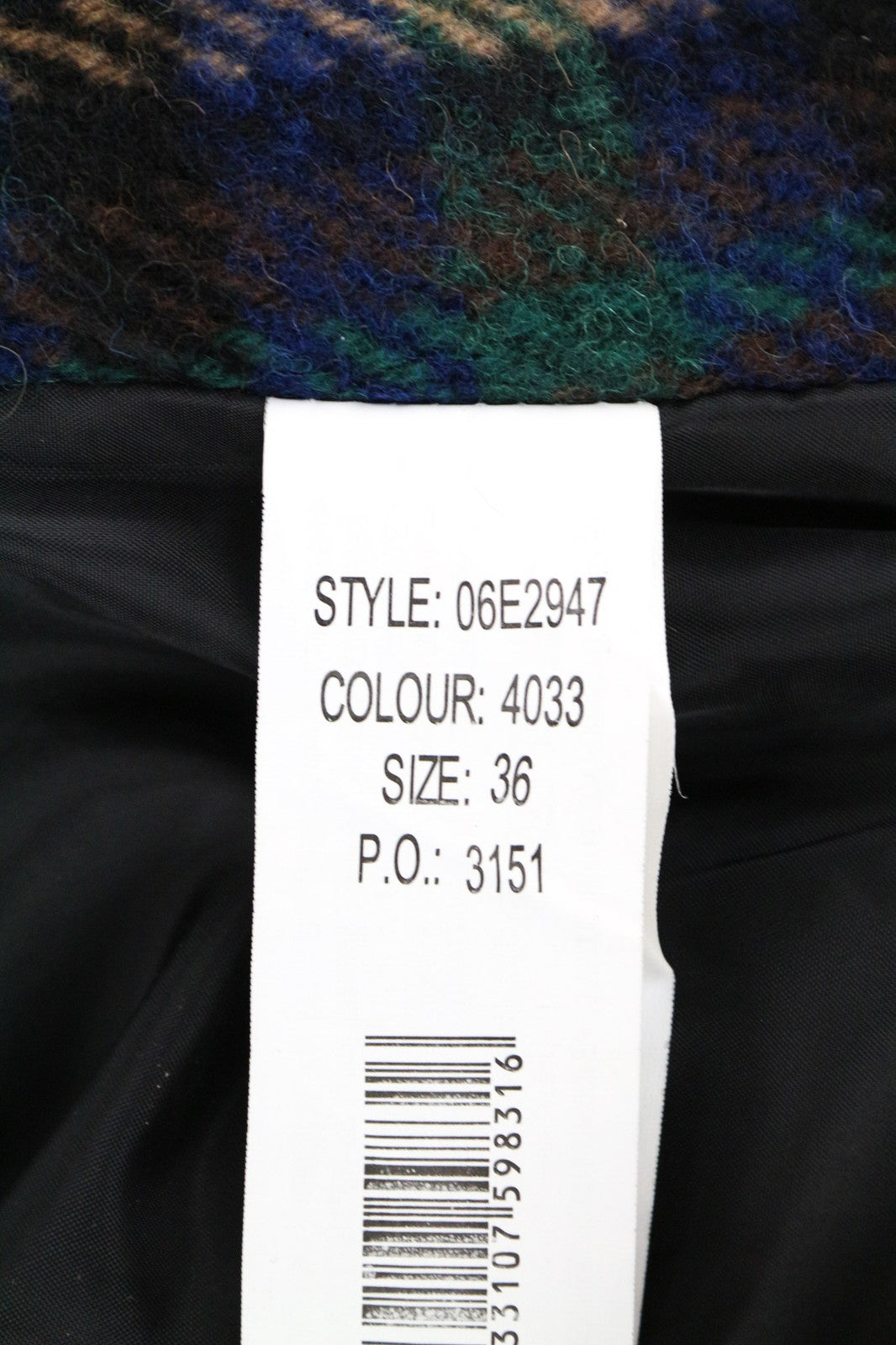 DESIGUAL moteriškas 36 mėlynas languotas vilnos mišinio ilgomis rankovėmis vienaeilis švarkas 